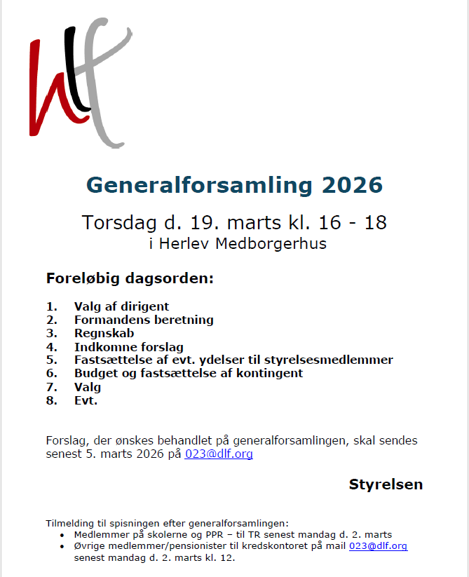 Generalforsamling Foreløbig Dagsorden 2026